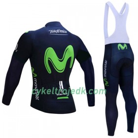 Cykeltøj Langærmet + Bib Cykelbukser 2017 Movistar Team N001